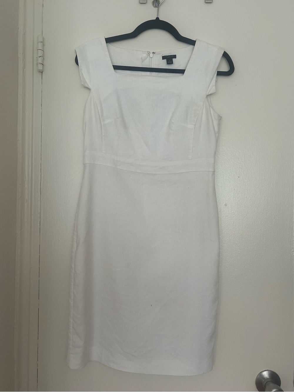 Ann Taylor White Square-Neck Sheath Dress